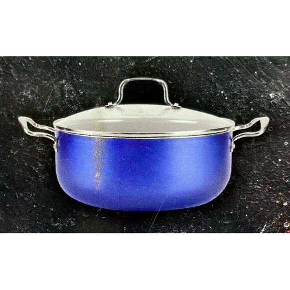 Dutch Oven 4.5 Qt with Glass Lid, Cobalt Blue Non-Stick Oven Safe Servappetit - Picture 4 of 4